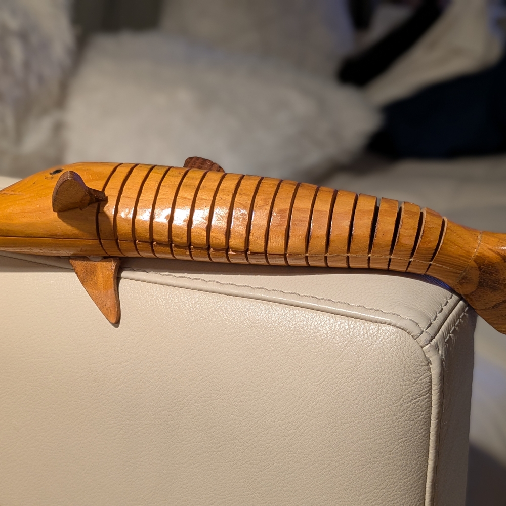 Brown Ribbed Wooden Fish Decor Accessory - Picture 8 of 11